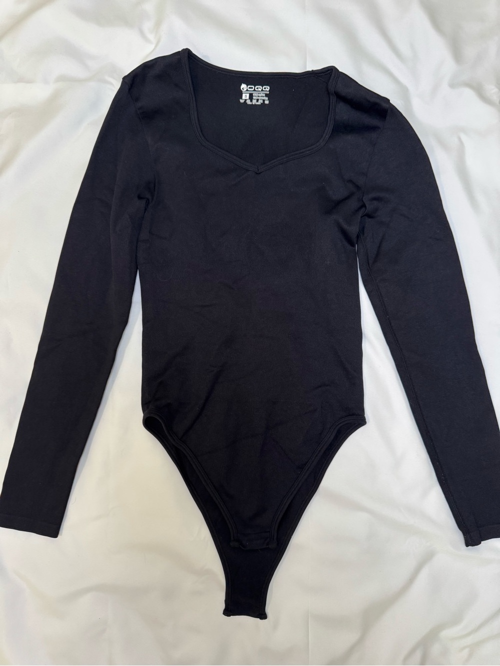 Black Long-Sleeve Scoop-Neck Bodysuit